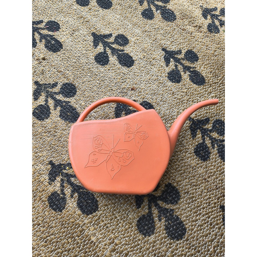 Misco Pink Butterfly Watering Can Long Spout Plastic Vintage Style